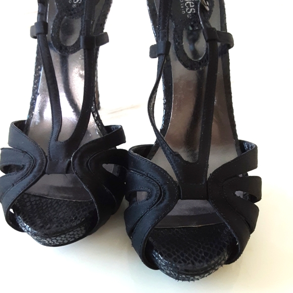 CHARLES DAVID SNAKE SKIN SATIN STRAPPY STILETTO HEELS SZ 6.5B - Picture 5 of 9